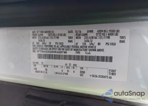 2017 Ford Transit-350 from USA, damaged, VIN 1FTBW3XG3HKA26748